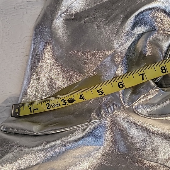 Silver metallic bomber jacket kids large black red stripes Haoduoyi brand - Picture 16 of 17